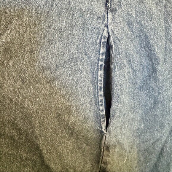 The Vermont Country Store Dress XL Denim Jean Pleat Sleeveless Chambray Buttons - Picture 7 of 12